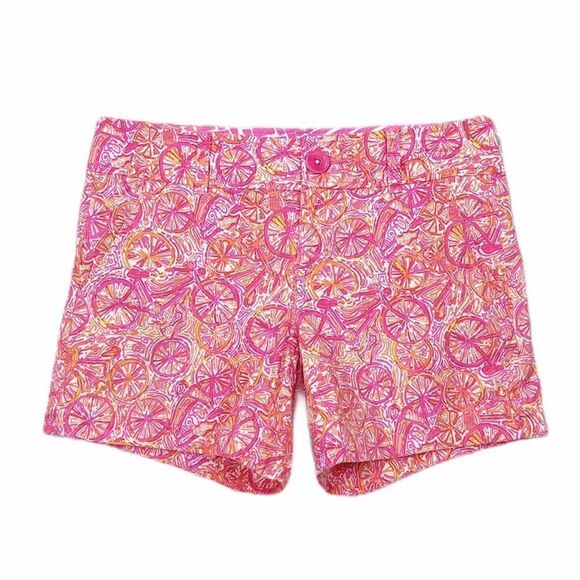 Lilly Pulitzer Callahan Shorts Ten Speed Bicycle Pink Orange Slice Print Size 0 - Picture 1 of 8